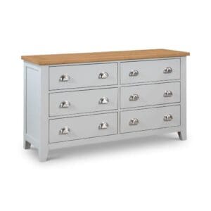 Richmond - 6 Drawer Wide Chest - Grey/Oak - Wooden - Happy Beds