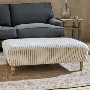 Nkuku Sanja Stripe Upholstered Ottoman | Chairs Stools & Benches | Off White