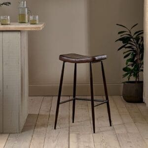 Nkuku Samaira Leather Counter Stool | Chairs Stools & Benches | Dark Brown