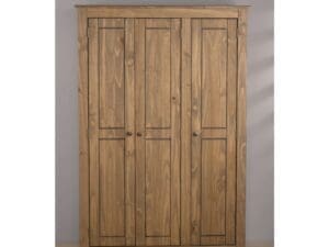 Santiago - 3 Door Wardrobe - Pine - Wooden - Happy Beds