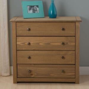 Santiago - 4 Drawer Chest - Pine - Wooden - Happy Beds