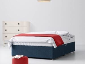 Small Double - Divan Bed - With Storage - Dark Blue - Fabric - 4ft - Happy Beds
