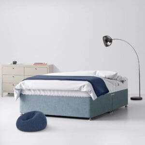 Single - Divan Bed - With Storage - Duck Egg Blue - Fabric - 3ft - Happy Beds