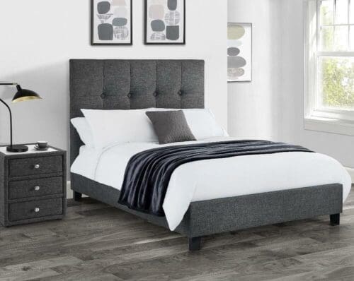 Sorrento - Double -Dark Grey - Fabric - Low Foot-End - 4ft6 - Happy Beds