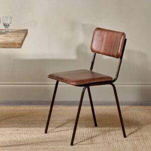 Nkuku Ukari Leather Dining Chair | Chairs Stools & Benches | Brown