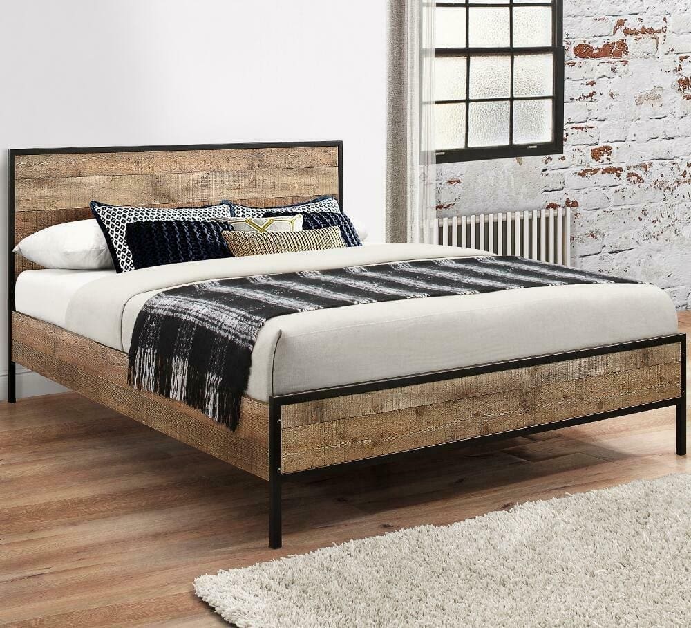 Urban Rustic - King Size - Wood and Metal - 5ft - Happy Beds