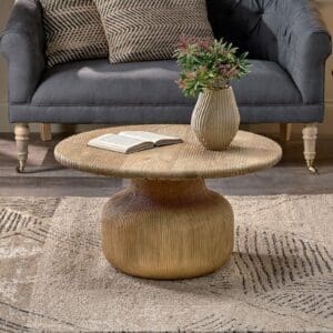 Nkuku Vivan Grooved Wood Coffee Table | Tables | Natural