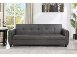 Zinc Grey Leather 3 Seater Sofa Bed | Make It Homely