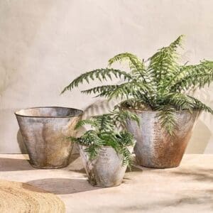 Nkuku Abari Tapered Planter | Vases & Planters | Aged Zinc | Small