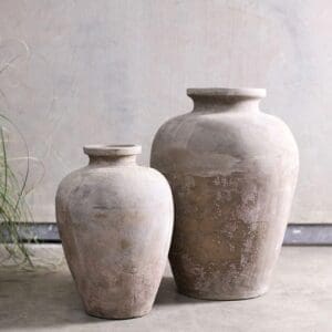 Nkuku Affiti Clay Tapered Pot | Vases & Planters | Grey | Small 49 x 33 cm (Diameter)