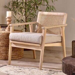 Nkuku Atri Mango Wood & Cane Occasional Chair | Chairs Stools & Benches | Natural