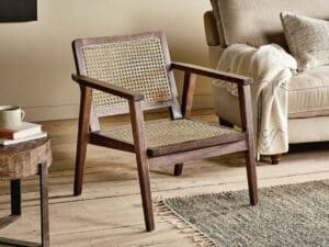 Nkuku Atri Mango Wood & Cane Occasional Chair | Chairs Stools & Benches | Dark Brown