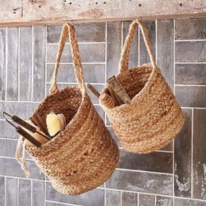 Nkuku Chapad Hemp Wide Wall Hung Basket | Storage & Hanging Accessories | Natural | Large