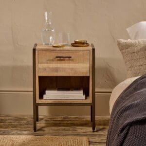 Nkuku Dasai Mango Wood Bedside Table | Storage Furniture | Natural