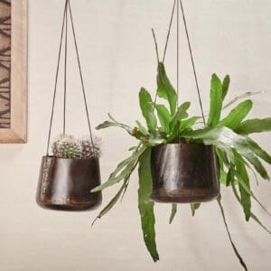 Nkuku Endo Reclaimed Iron Hanging Planter | Vases & Planters | Black | Small