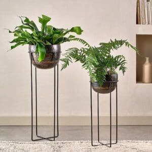 Nkuku Endo Reclaimed Iron Planter Stand | Vases & Planters | Black | Small