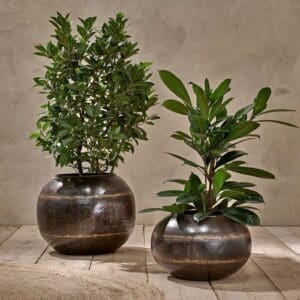 Nkuku Endo Reclaimed Iron Globe Planter | Vases & Planters | Aged Black | Small