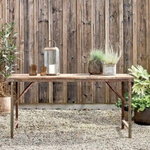 Nkuku Ishan Reclaimed Folding Dining & Coffee Table | Outdoor Living | Black & Brown | 77 x 152.5 x 76 cm