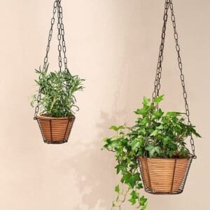 Nkuku Kappil Terracotta & Wire Hanging Planter | Vases & Planters | Teracotta/Iron | Large