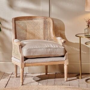 Nkuku Kaziria Cane & Linen Armchair | Chairs Stools & Benches | Natural