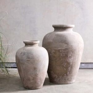 Nkuku Affiti Clay Tapered Pot | Vases & Planters | Antique Grey | Large 66 x 46 cm (Diameter)