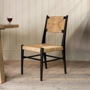 Nkuku Lohanda Acacia & Munja Grass Dining Chair | Chairs Stools & Benches | Charcoal/Natural