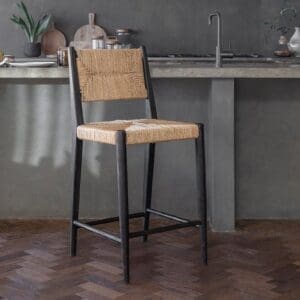 Nkuku Lohanda Acacia & Munja Grass Counter Dining Chair | Dining Chairs Stools & Benches | Black