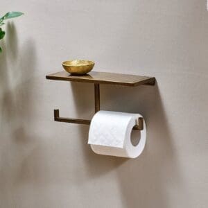 Nkuku Mahi Wall Mounted Toilet Roll Holder | Storage & Hanging Accessories | Brass