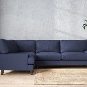 Nkuku Marri Left Hand Corner Sofa | Make To Order | Grand | Recycled Cotton Navy