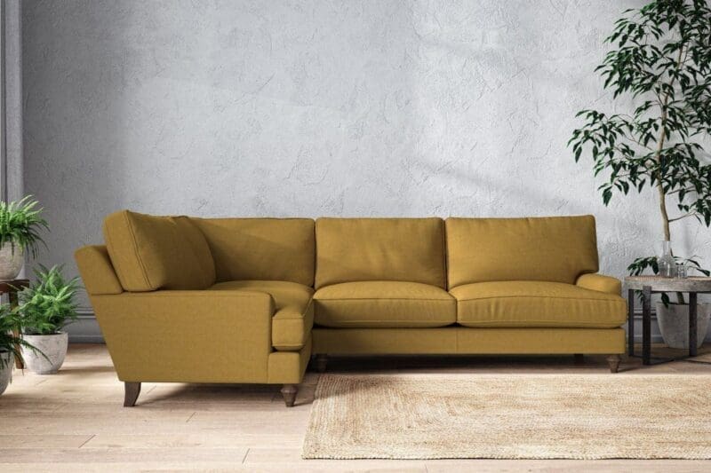 nkuku marri grand left hand corner sofa recycled cotton ochre 5055672441113 33162638590128