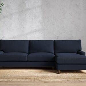 Nkuku Marri Right Hand Chaise Sofa | Make To Order | Grand | Brera Linen Indigo