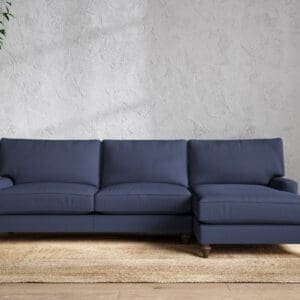 Nkuku Marri Right Hand Chaise Sofa | Make To Order | Grand | Recycled Cotton Navy