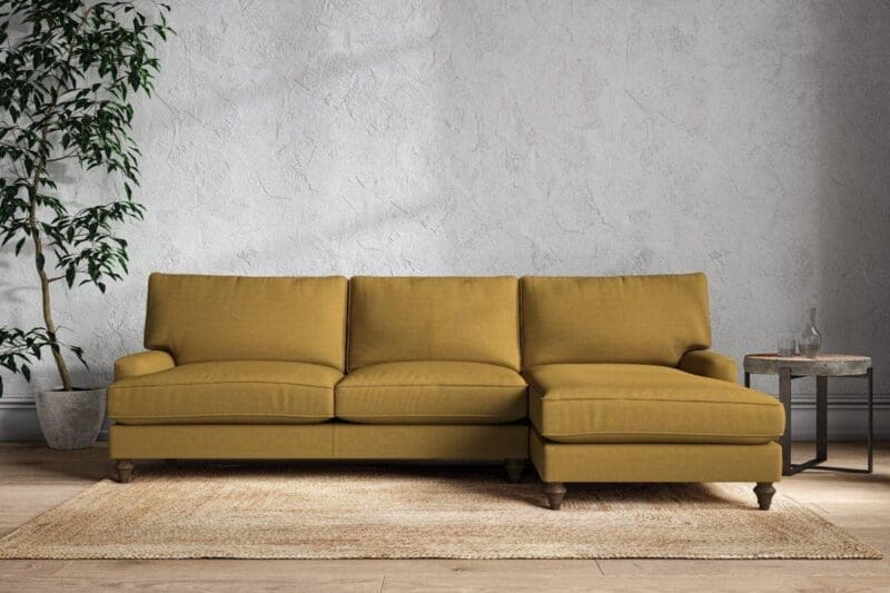 nkuku marri grand right hand chaise sofa recycled cotton ochre 5055672441236 33162653008048