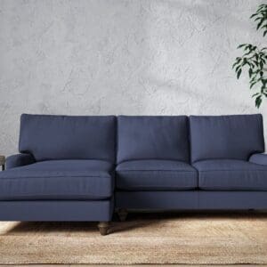 Nkuku Marri Left Hand Chaise Sofa | Make To Order | Large | Recycled Cotton Navy