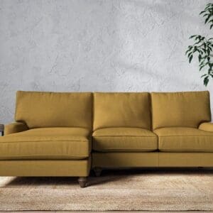 Nkuku Marri Left Hand Chaise Sofa | Make To Order | Large | Recycled Cotton Ochre