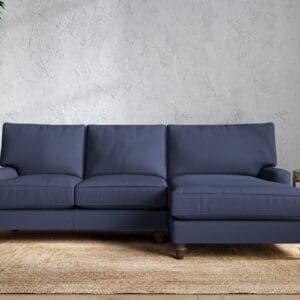 Nkuku Marri Right Hand Chaise Sofa | Make To Order | Large | Recycled Cotton Navy