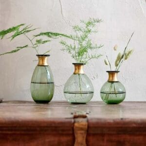 Nkuku Miza Mini Glass Vase | Vases & Planters | Green | Small 11 x 8 cm (Diameter)