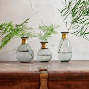 Nkuku Miza Mini Glass Vase | Vases & Planters | Grey | Small 11 x 8 cm (Diameter)