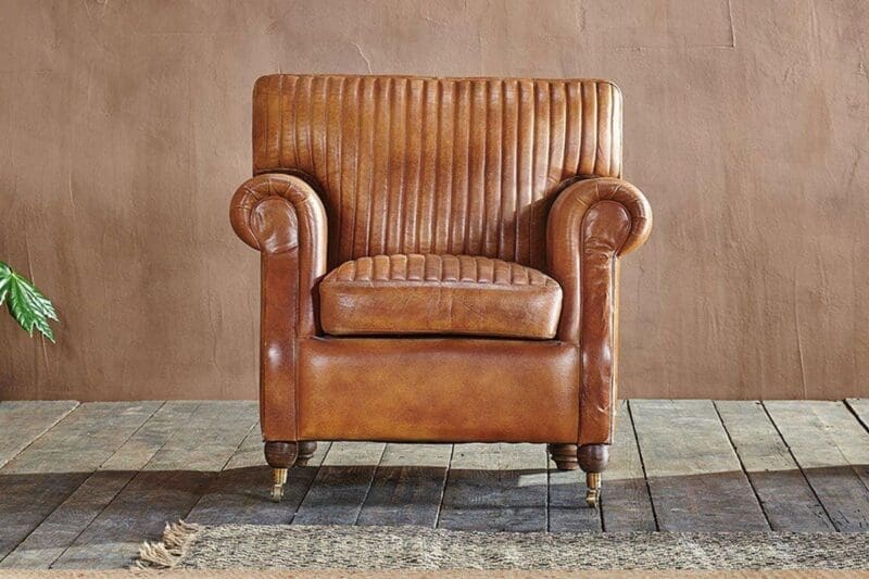 nkuku narwana leather ribbed armchair 5055672496854 29334455877808