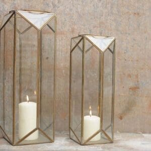 Nkuku Ndiki Lantern | Candles Holders & Lanterns | Gold | Large 50 x 25 x 25 cm