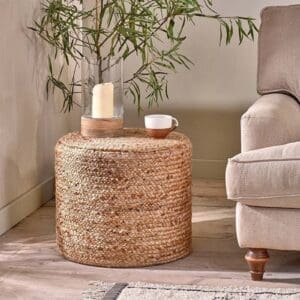 Nkuku Ondal Round Braided Hemp Side Table | Tables | Natural