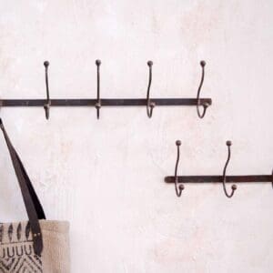 Nkuku Rama Iron Hook | Storage & Hanging Accessories | Black | Row Of 3 - 15 x 34 x 10.5 cm