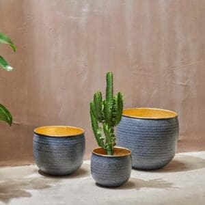 Nkuku Tembesi Etched Planter | Vases & Planters | Antique Black/Brass | Small