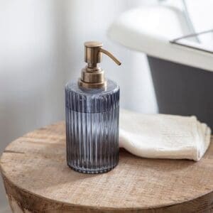 Nkuku Valeska Recycled Glass Soap Dispenser | Gift Jewellery & Accessories | Grey Smoke