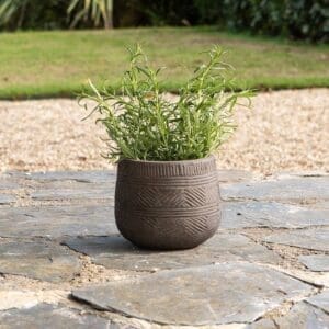 Nkuku Zadie Etched Ceramic Planter | Vases & Planters | Grey | Small