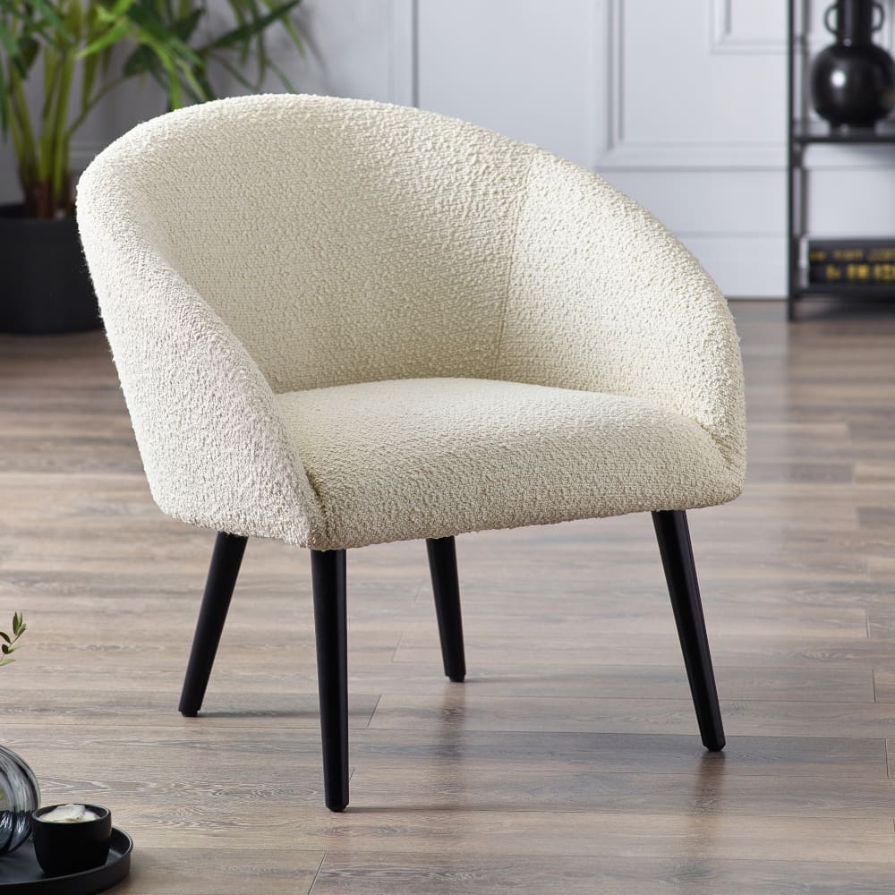 Amari – Boucle Accent Chair – Ivory – Boucle Fabric - Make It Homely