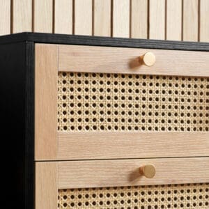 Croxley 7 Drawer Chest of Drawers Black Rattan Wooden Happy Beds 3 1