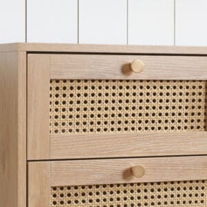 Croxley 7 Drawer Chest of Drawers Oak Rattan Wooden Happy Beds 3 1