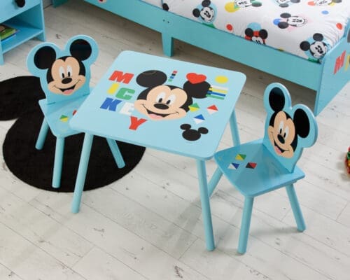 Disney - Mickey Mouse - Table/2 Chairs - Blue - Wooden - Happy Beds