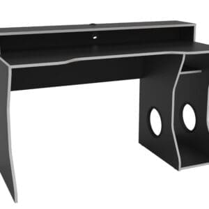 Enzo Gaming Desk BlackSilver Wooden Happy Beds 7 1